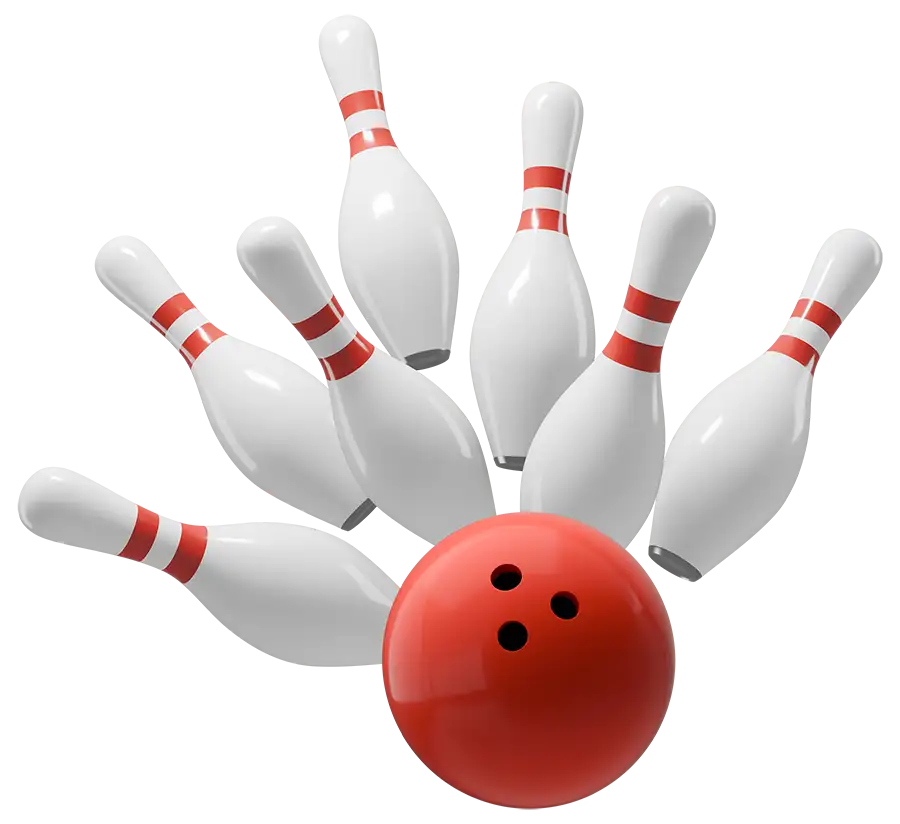 Bowling ball striking pins on the lane at Jax 60 in Jackson, Michigan